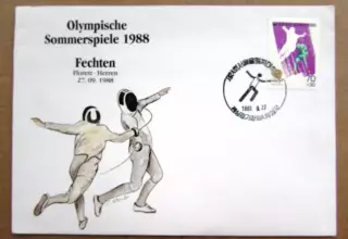 Фехтование.Корея.Олимпиада. Спецгашение 1988