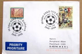 Австрия Футбол 1998. Спецгашение