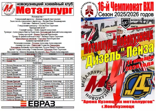 Металлург(Новокузнецк) - Дизель(Пенза) - 2025/26