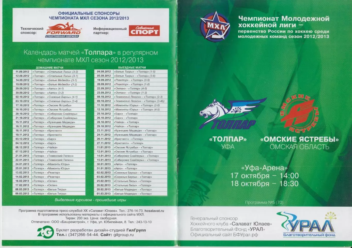 Толпар(Уфа) - Омские ястребы(Омск) - 2012/13