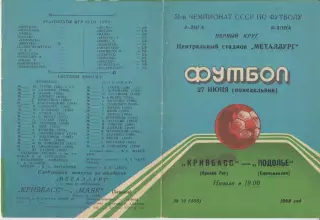 Кривбасс(Кривой Рог) - Подолье(Хмельницкий) - 1988