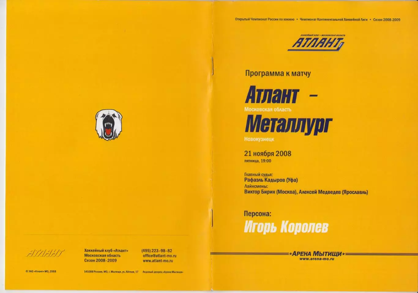 Атлант(Мытищи) - Металлург(Новокузнецк) - 2008/09 - 2