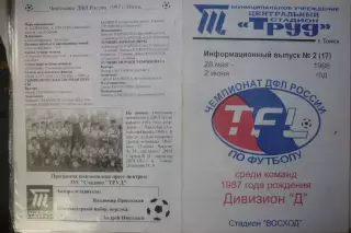 Турнир Отбор чемпионата ДФЛ среди юношей 1987 г.р.(Томск) - 1998