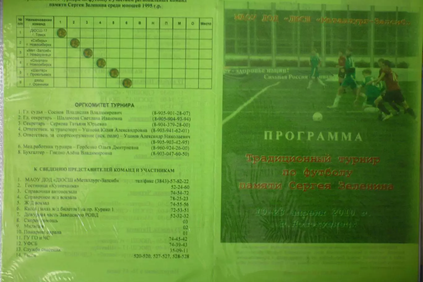 Турнир имени С.Зеленина юноши 1995 г.р.(Новокузнецк) - 2010