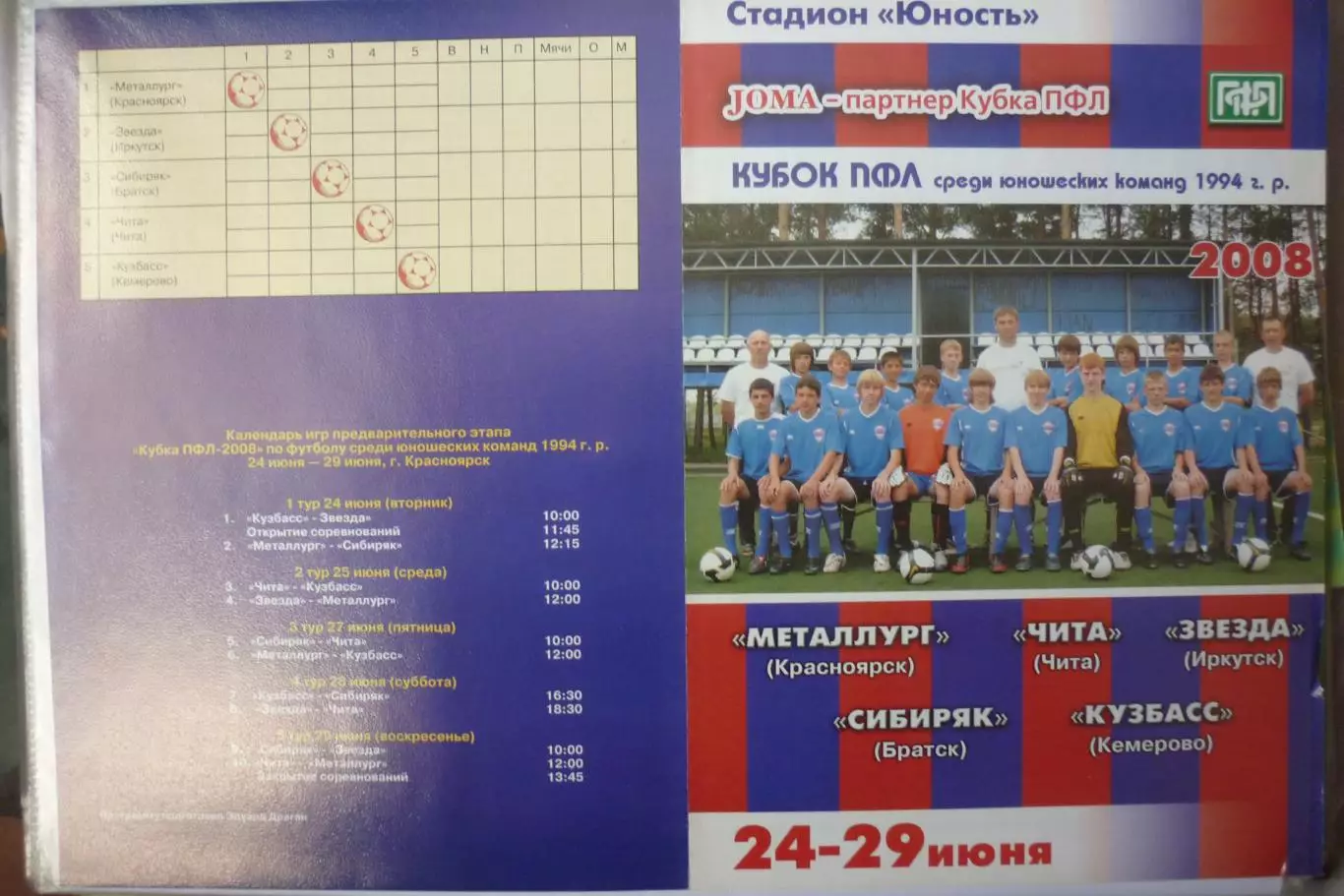 Турнир Кубок ПФЛ Сибирь юноши 1994 г.р.(Красноярск) - 2008