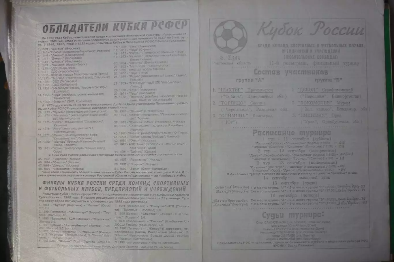 Турнир Финал Кубка России среди КФК(Азов) - 1999