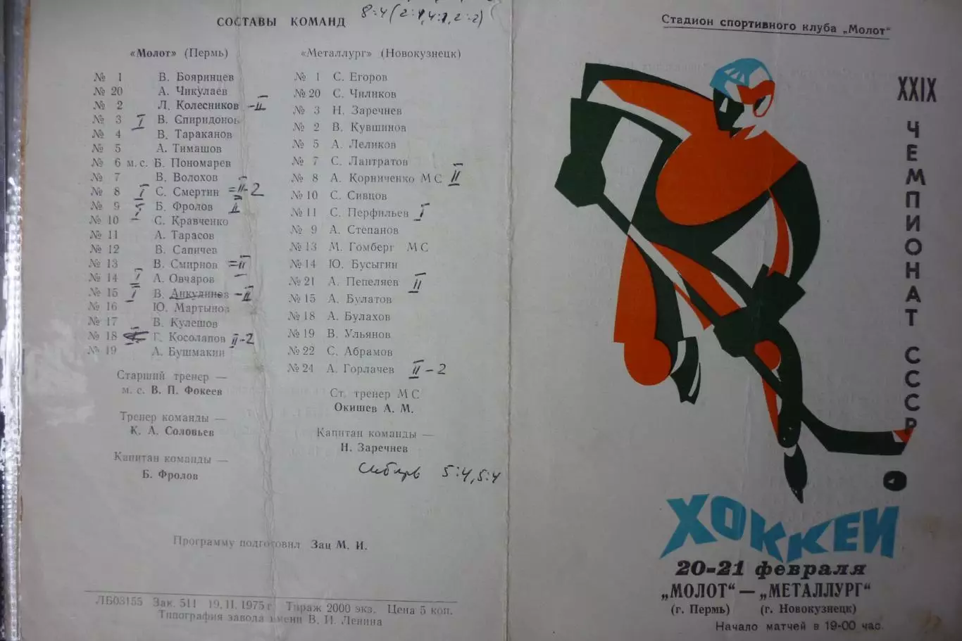 Молот(Пермь) - Металлург(Новокузнецк) - 1974/75