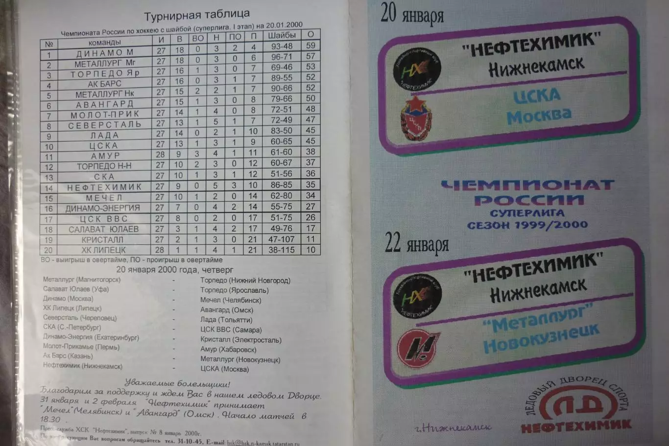 Нефтехимик(Нижнекамск) - Металлург(Новокузнецк) ЦСКА(Москва) - 1999/00