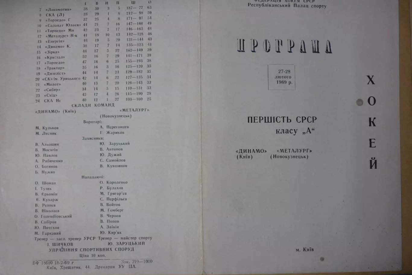 Динамо(Киев) - Металлург(Новокузнецк) - 1968/69