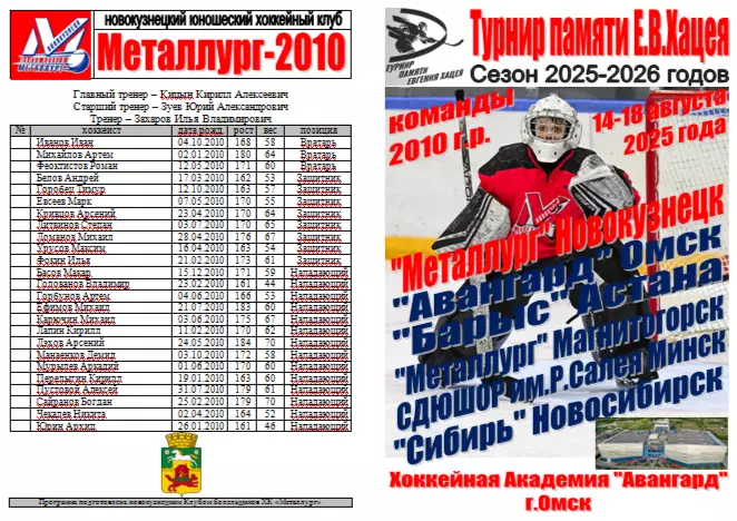 Турнир памяти Е.В.Хацея среди юношей 2010 г.р.(Омск) - 2025
