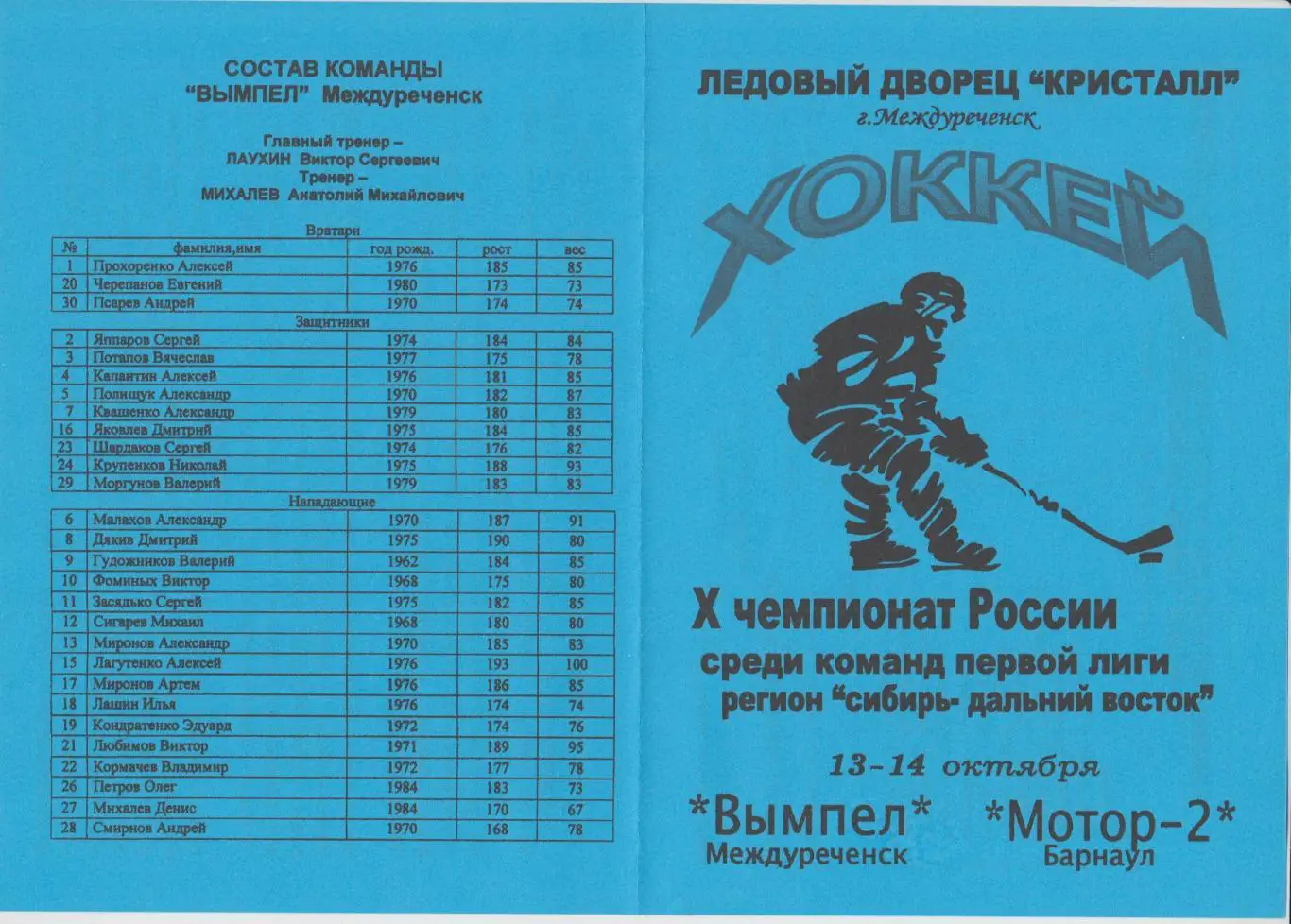 Вымпел(Междуреченск) - Мотор-2(Барнаул) - 2001/02