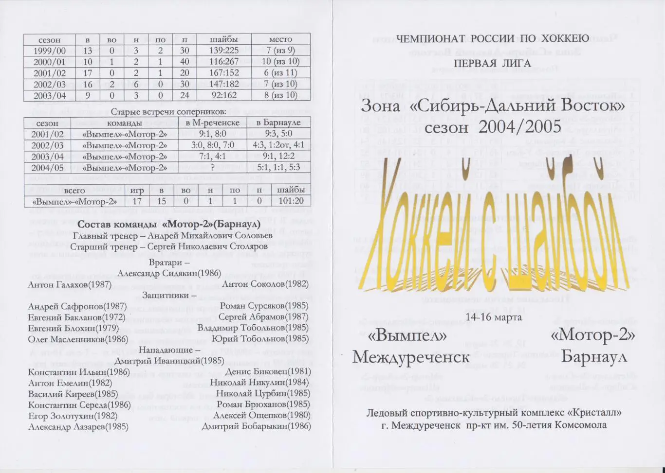 Вымпел(Междуреченск) - Мотор-2(Барнаул) - 2004/05