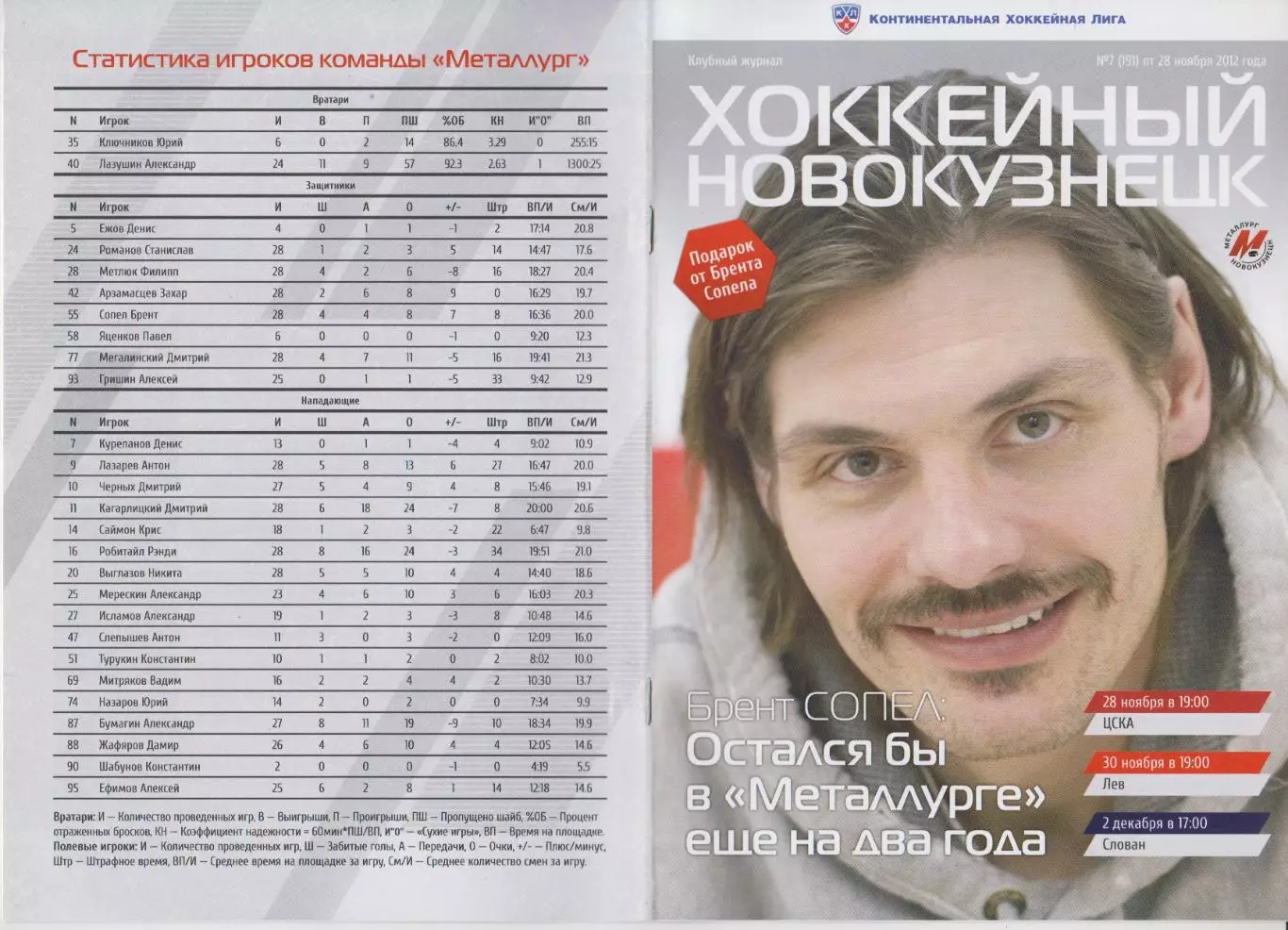 Металлург(Новокузнецк) - ЦСКА(Москва) / Лев(Чехия) / Слован(Словакия) - 2012/13