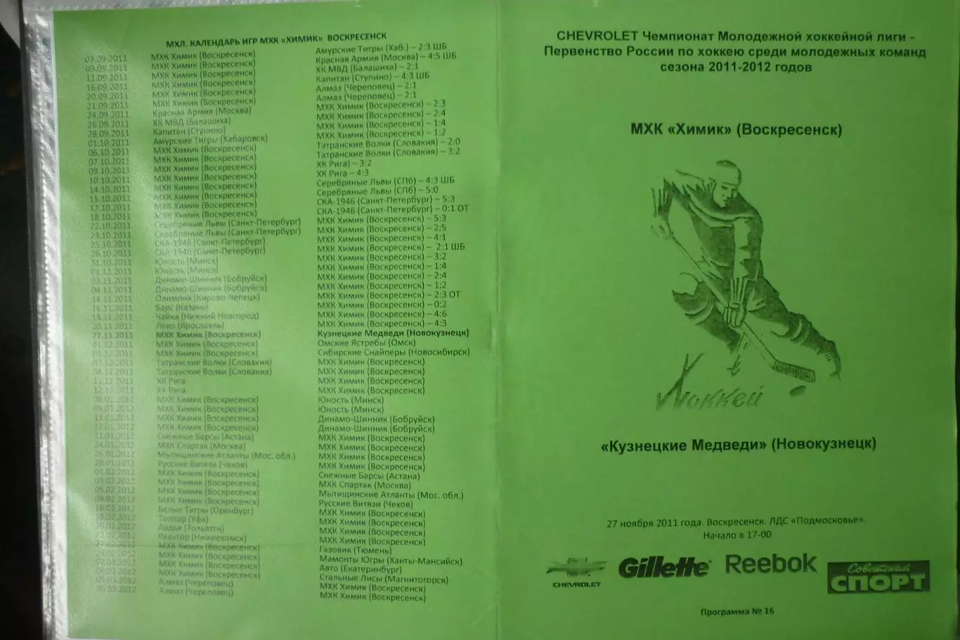 Химик(Воскресенск) - Кузнецкие медведи(Новокузнецк) - 2011/12