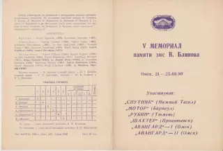 Турнир памяти Блинова(Омск) - 1990