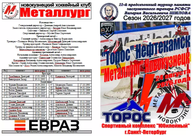 Торос(Нефтекамск) - Металлург(Новокузнецк) - 2026 - турнир Шилова