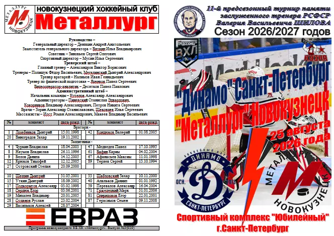 Динамо(Санкт-Петербург) - Металлург(Новокузнецк) - 2026 - турнир Шилова