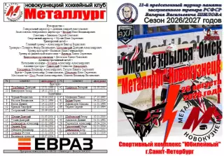 Омские ястребы(Омск) - Металлург(Новокузнецк) - 2026 - турнир Шилова