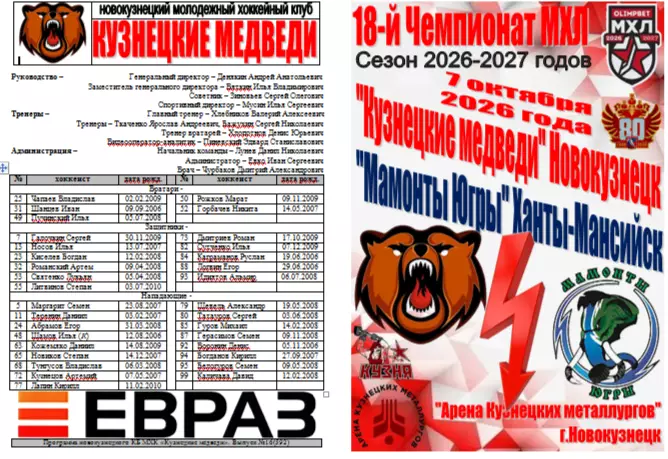 Кузнецкие медведи(Новокузнецк) - Мамонты Югры(Ханты-Мансийск) - 2026/27 - 4