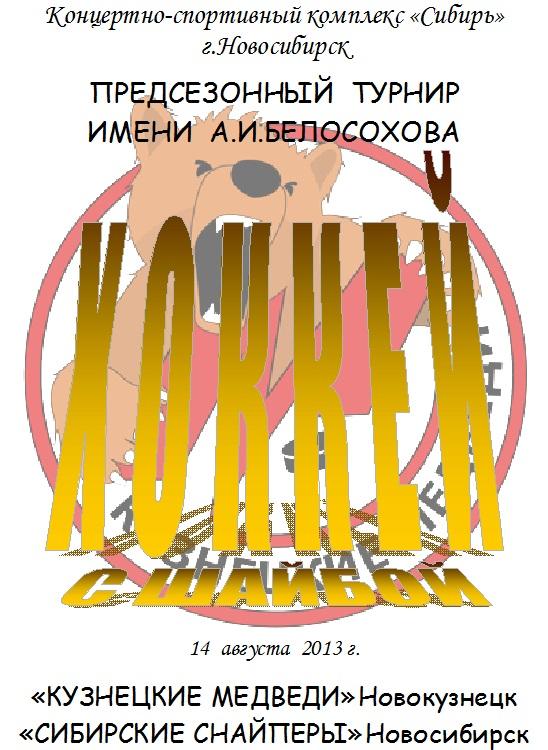 Кузнецкие медведи(Новокузнецк) - Сибирские снайперы(Новосибирск) - 2013 - турнир