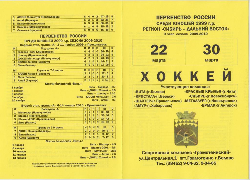 Турнир первенства России-2009/10 среди юношей 1999 г.р.(Белово) - 3
