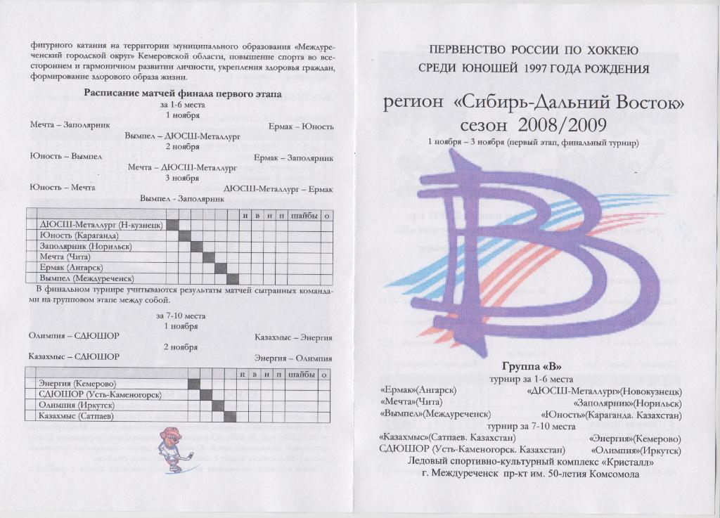 Турнир первенства России-2008/09 среди юношей 1997 г.р.(Междуреченск) - 1(финал)