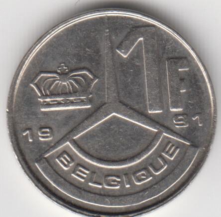 Бельгия 1 франк 1991 Belgique