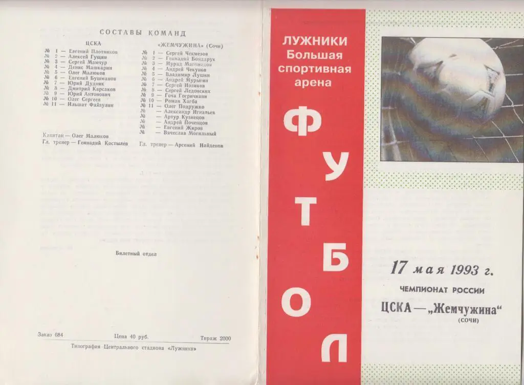 ЦСКА(Москва) - Жемчужина(Сочи) - 1993