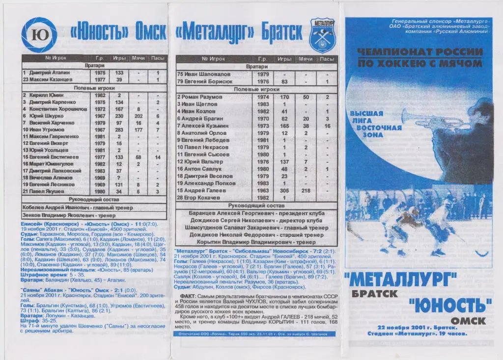 Металлург(Братск) - Юность(Омск) - 2001/02