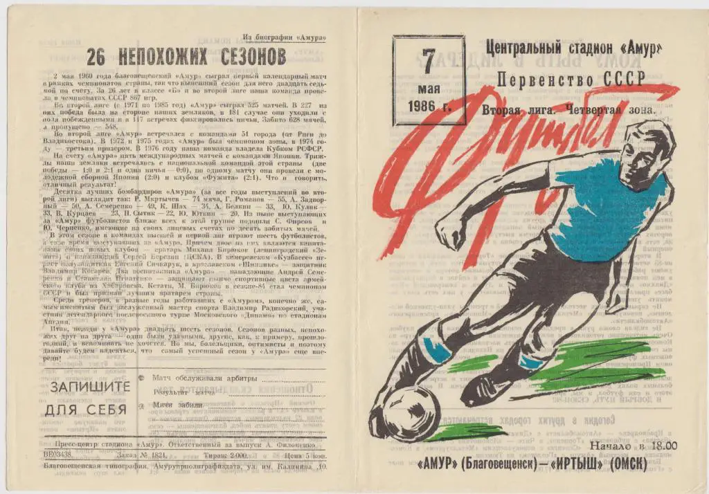 Амур(Благовещенск) - Иртыш(Омск) - 1986