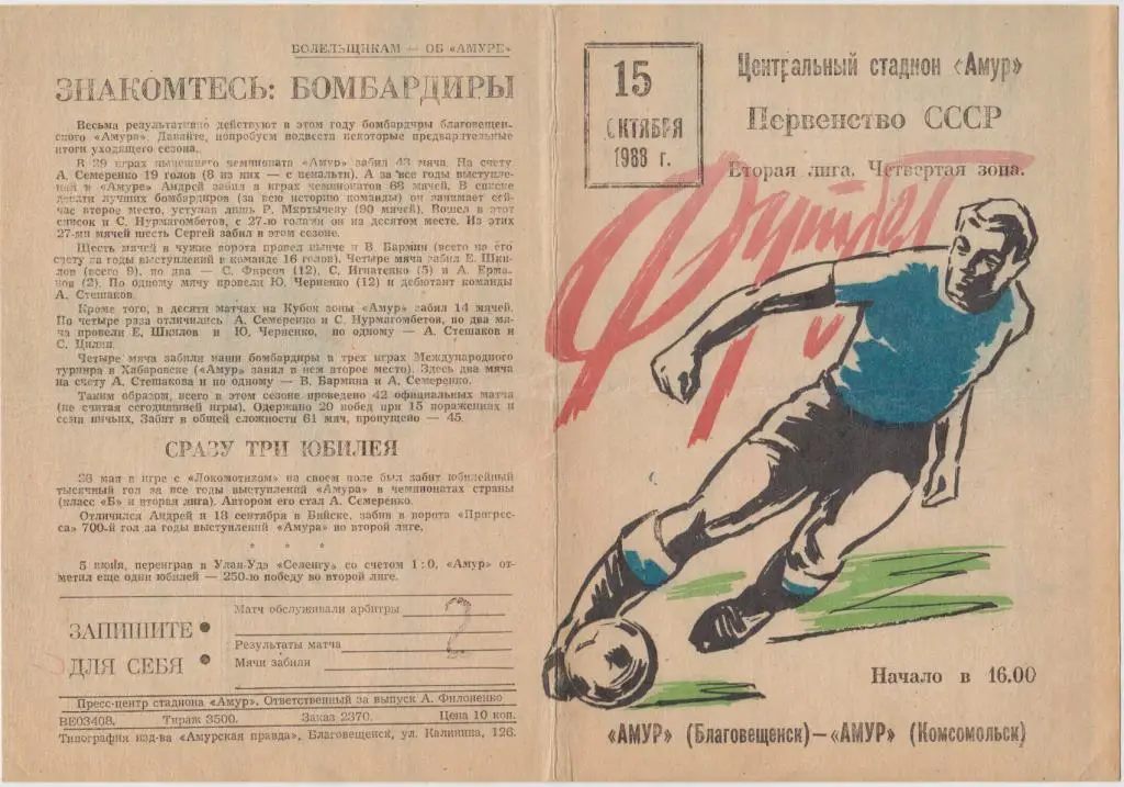 Амур(Благовещенск) - Амур(Комсомольск-на-Амуре) - 1988