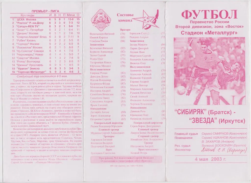 Сибиряк(Братск) - Звезда(Иркутск) - 2003