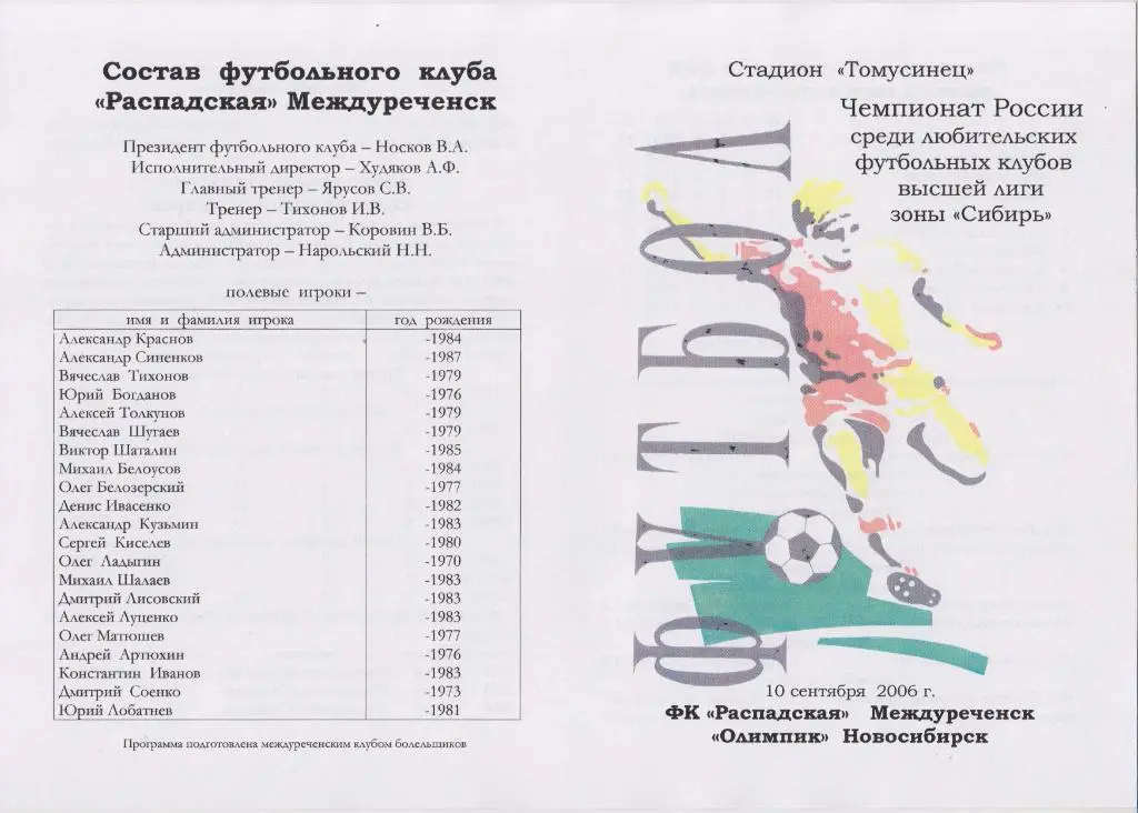 ФК Распадская(Междуреченск) - Олимпик(Новосибирск) - 2006