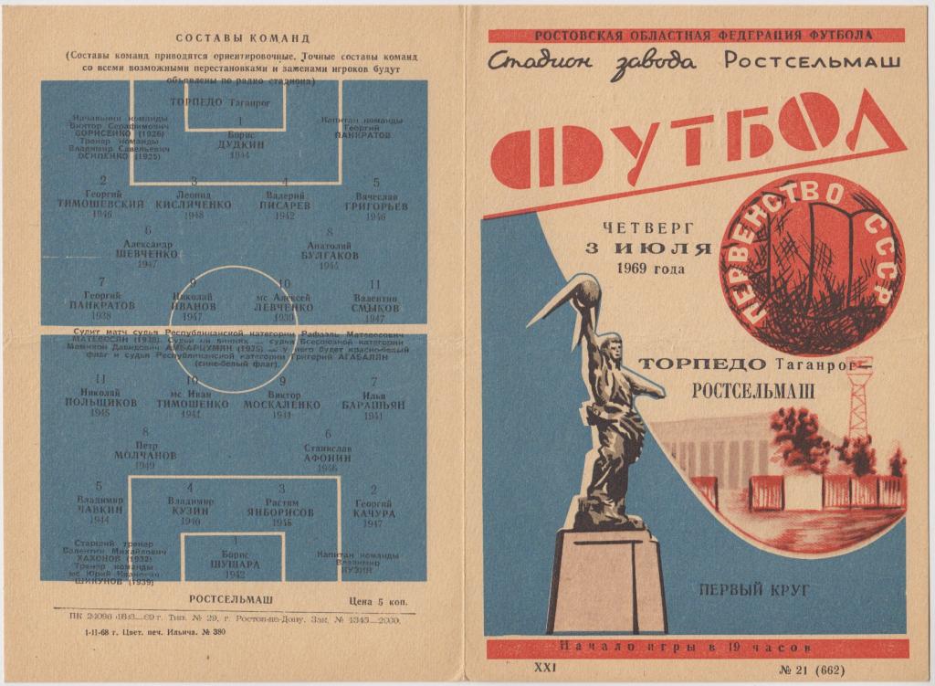 Ростсельмаш(Ростов-на-Дону) - Торпедо(Таганрог) - 1969