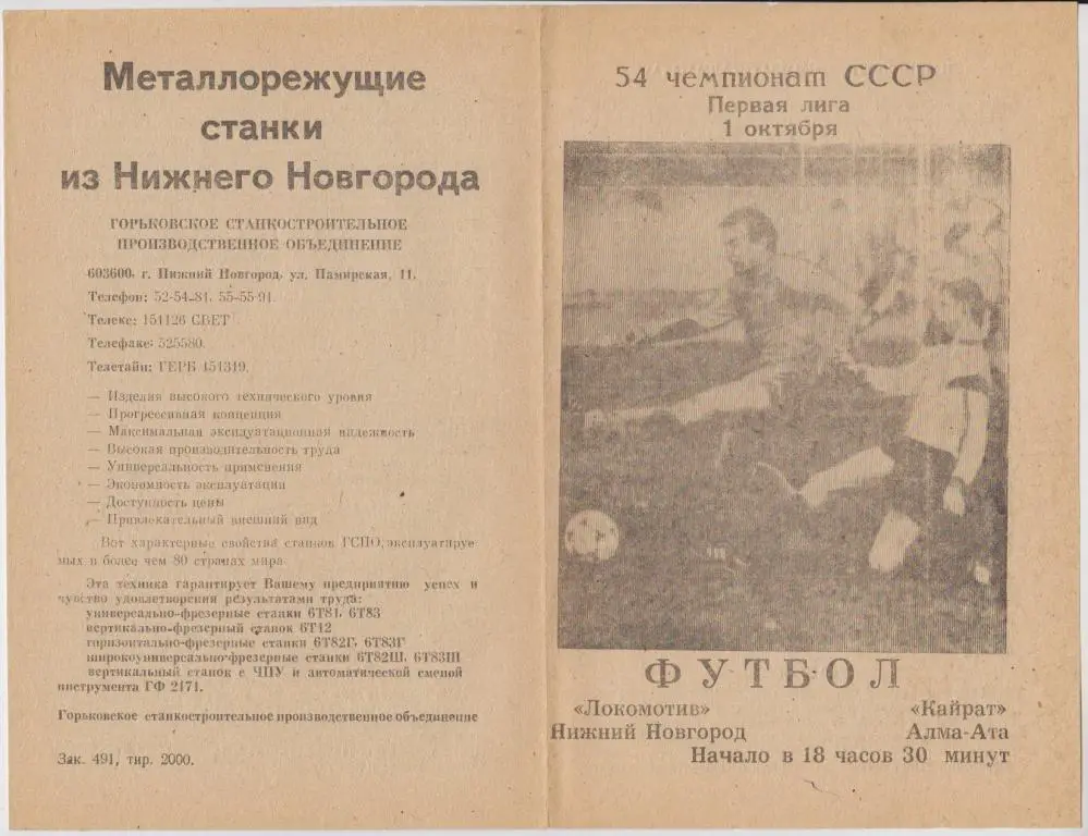 Локомотив(Нижний Новгород) - Кайрат(Алма-Ата) - 1991