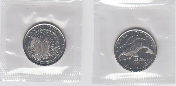 Канада 25 центов 2013 Арктическая экспедиция(набор 2 монеты)
