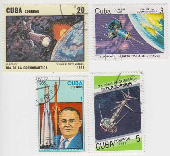 Марки Куба Космонавтика - 1984-1987 - 4 штуки