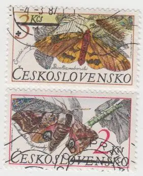 Серия Чехословакия Бабочки - 1987 - 2 штуки