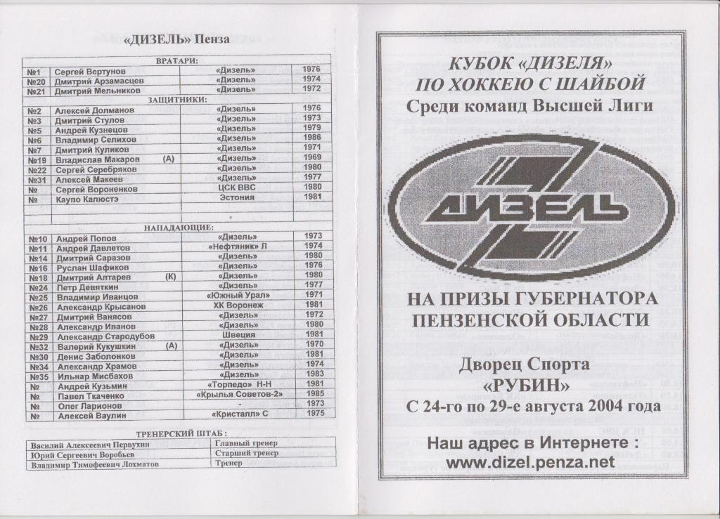 Турнир Кубок Дизеля(Пенза) - 2004