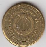 Латунный жетон Новокузнецк - надписи: основан в 1618 году / Счастливая монета 1