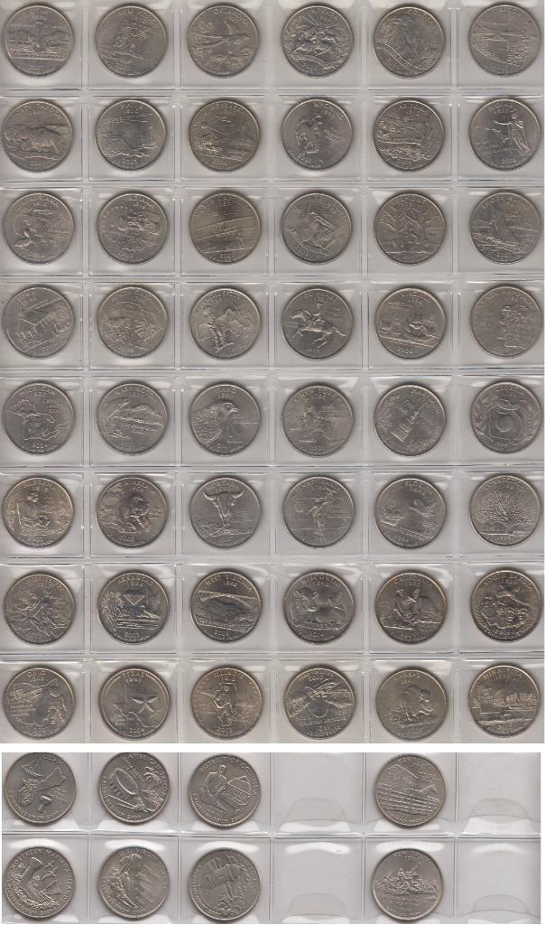 Набор штаты и территории: США 25 центов, всего 56 монет