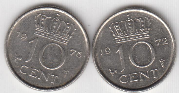 Нидерланды 10 центов 1972