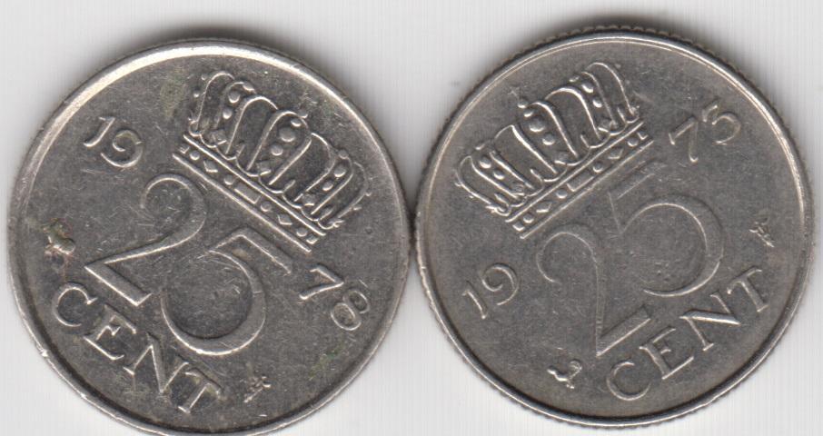 Нидерланды 25 центов 1978