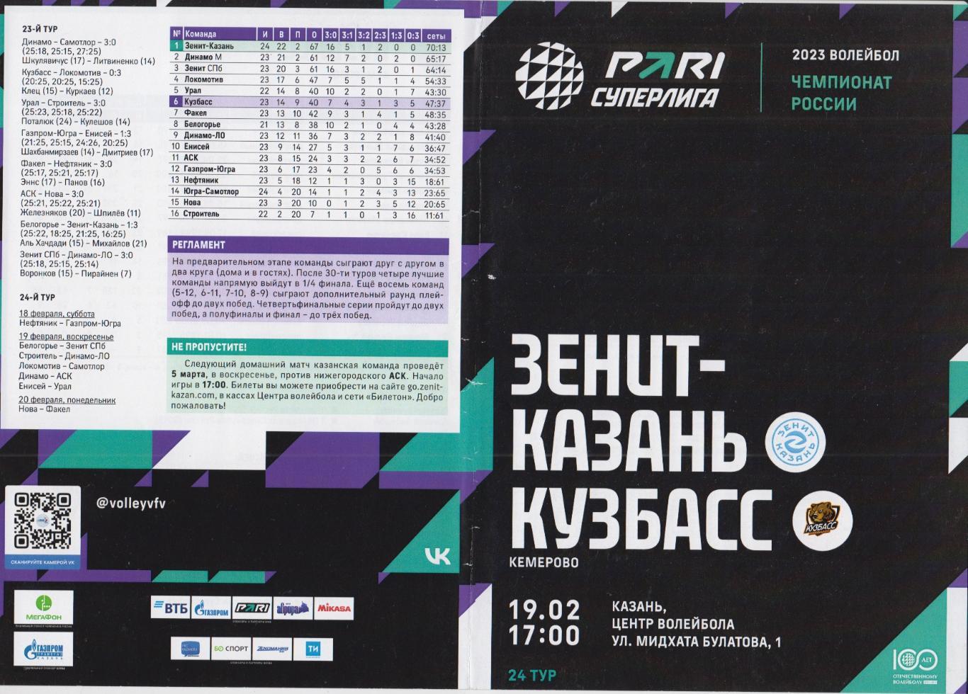 Волейбол. Зенит(Казань) - Кузбасс(Кемерово) - 2022/23