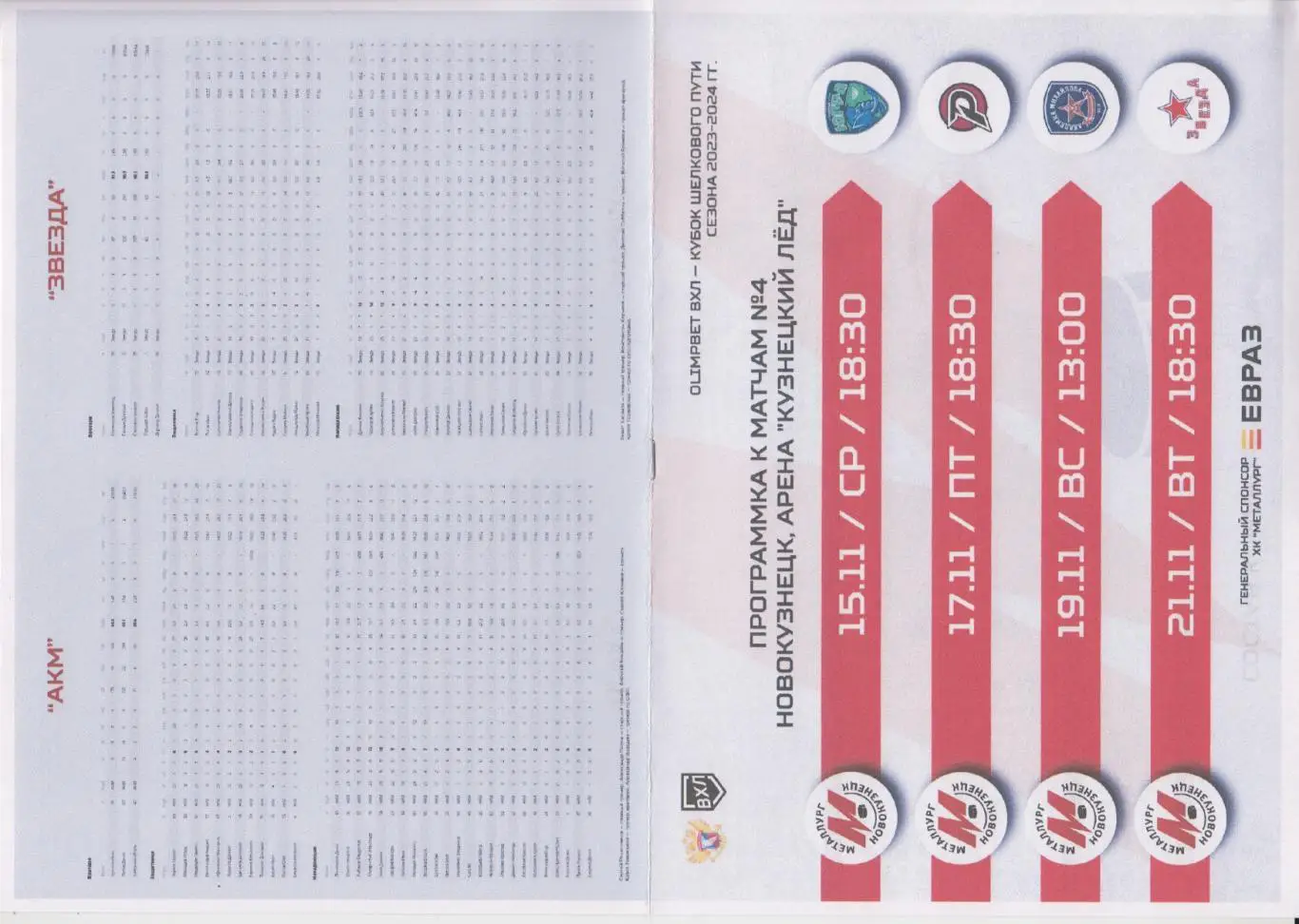 Металлург(Новокузнецк)- Югра/ Рубин(Тюмень)/ АКМ(Тула)/ Звезда(Москва)- 2023/24