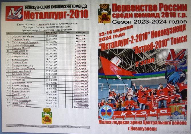 Металлург-2010-2(Новокузнецк) - Ястреб-2010(Томск) - 2023/24 - 2