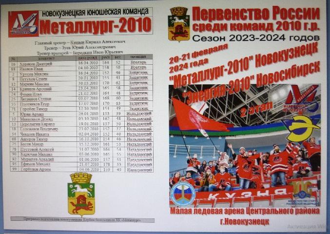 Металлург-2010-1(Новокузнецк) - Энергия-2010(Новосибирск) - 2023/24 - 2