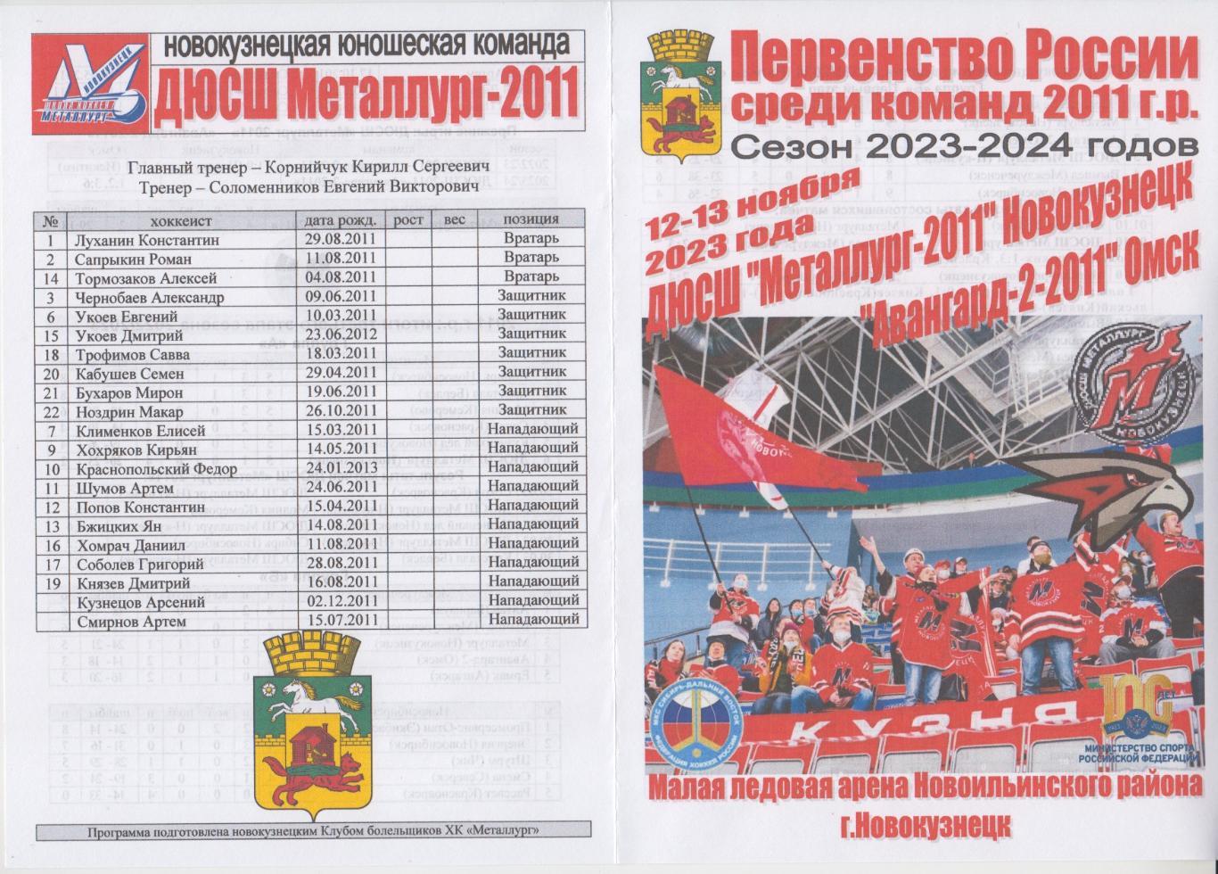ДЮСШ Металлург-2011(Новокузнецк) - Авангард-2-2011(Омск) - 2023/24 - 1