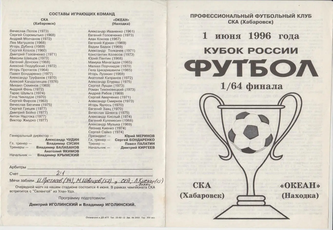 СКА(Хабаровск) - Океан(Находка) - 1996 - Кубок России