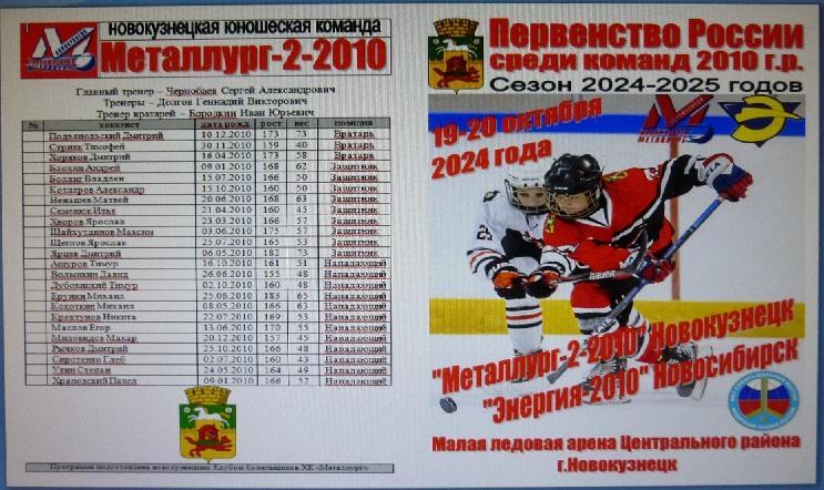 Металлург-2-2010(Новокузнецк) - Энергия-2010(Новосибирск) - 2024/25